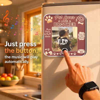 Personalized Gift for Pet Lover, Custom Musical Fridge Magnet with Photo & Song, Pet Lover Keepsake for Dog & Cat Lovers, Pet Memory Gift, Birthday Gift for Pet Parents